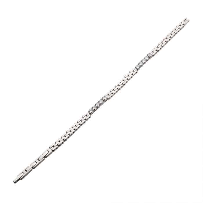 Men's Cubic Zirconia Tennis Bracelet - Stainless Steel