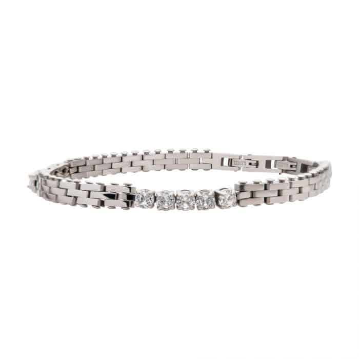 Men's Cubic Zirconia Tennis Bracelet - Stainless Steel