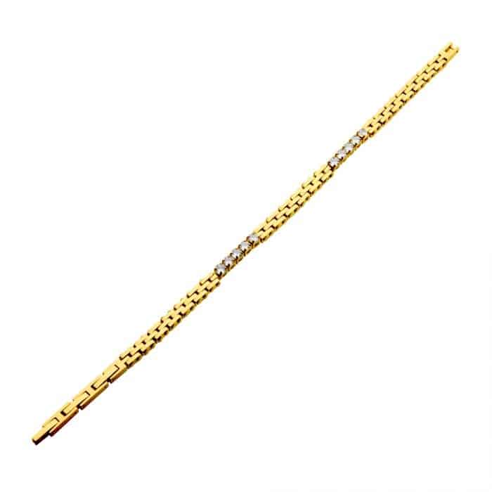 Men's Cubic Zirconia Tennis Bracelet - Stainless Steel with 18k Yellow Gold Plating