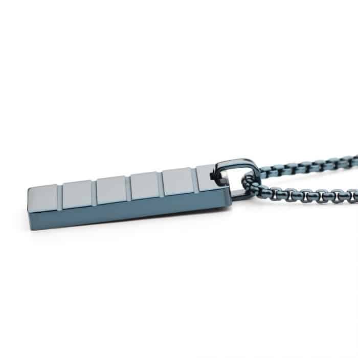 Cobalt Blue Ridged Dog Tag Necklace