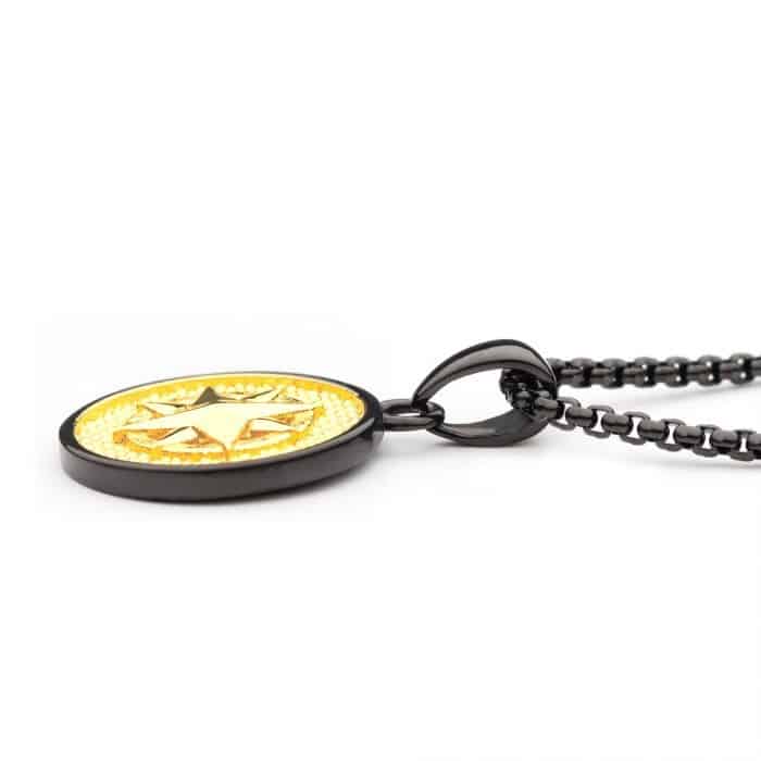 18kt Gold IP Wayfinder Compass Medallion Necklace