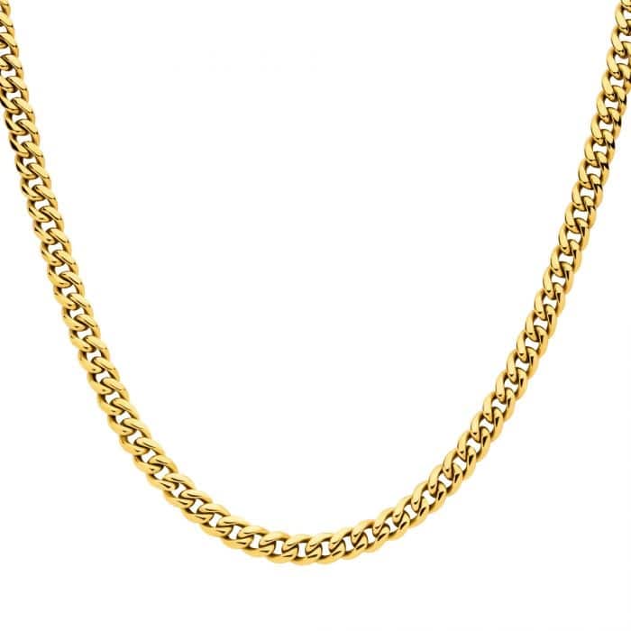 Pave Cubic Zirconia Cuban Link Chain Necklace - gold tone
