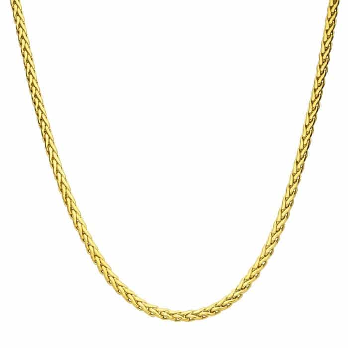 Stainless Steel Spiga Chain Necklace - gold tone