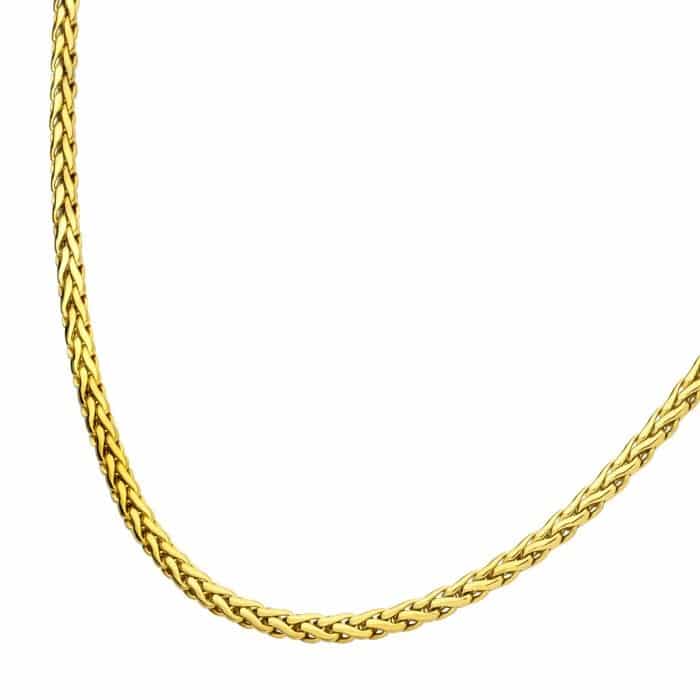 Stainless Steel Spiga Chain Necklace - gold tone