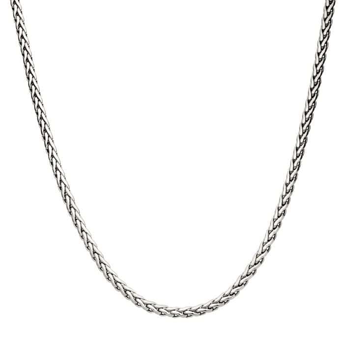 Stainless Steel Spiga Chain Necklace - silver tone