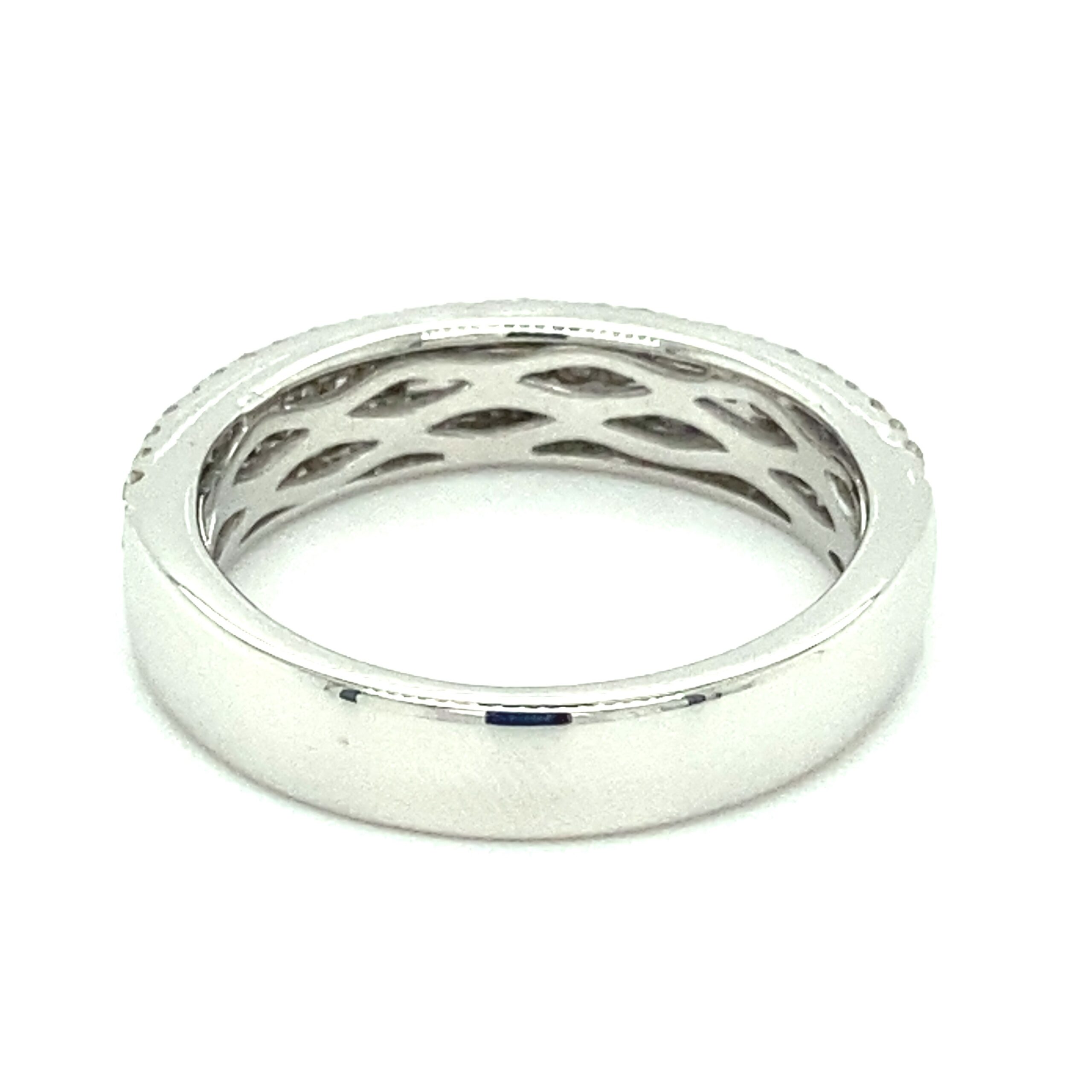 Triple-Row Pave Diamond Band in 14k White Gold