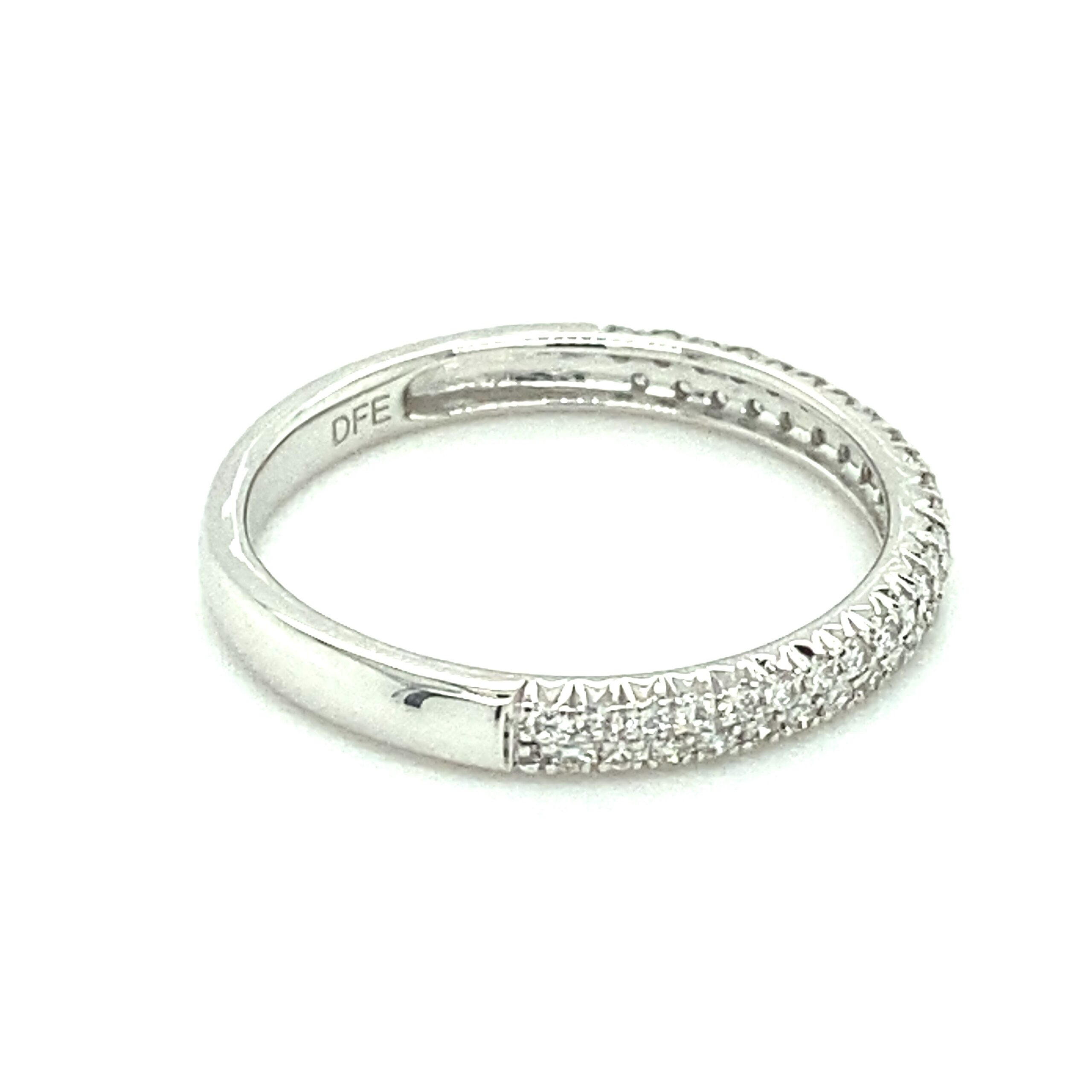 Double-Row French Pave Diamond Band in 14k White Gold
