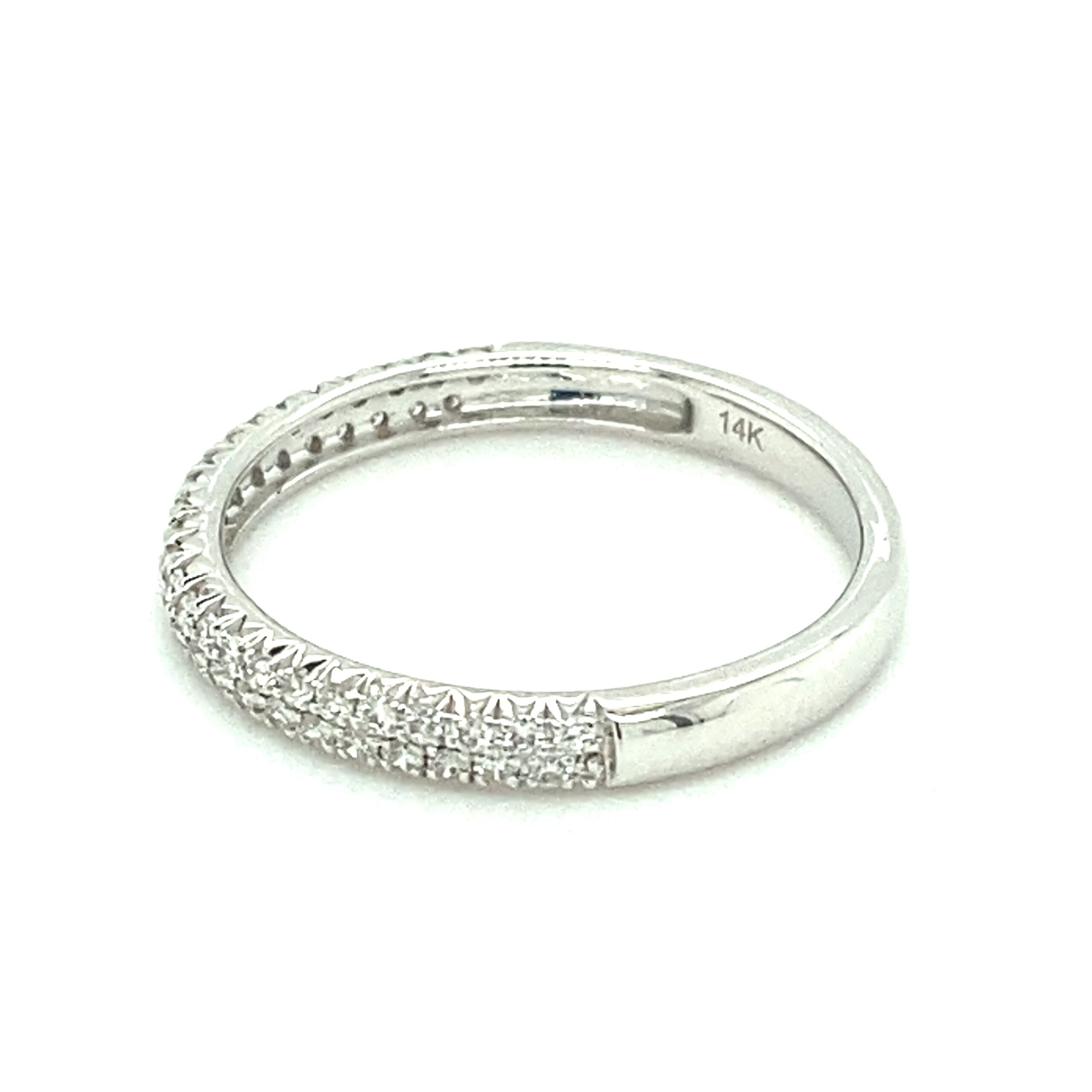 Double-Row French Pave Diamond Band in 14k White Gold