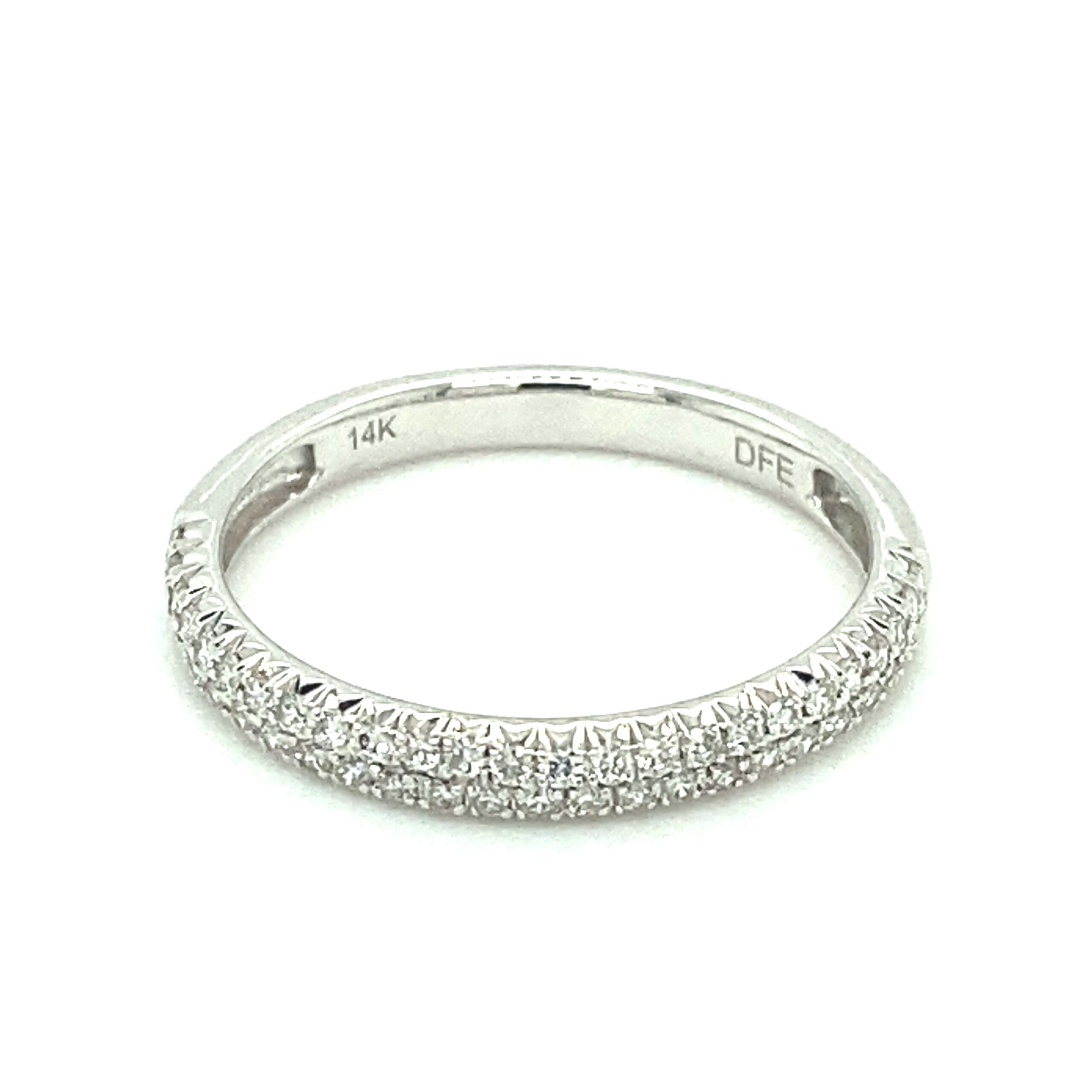 Double-Row French Pave Diamond Band in 14k White Gold