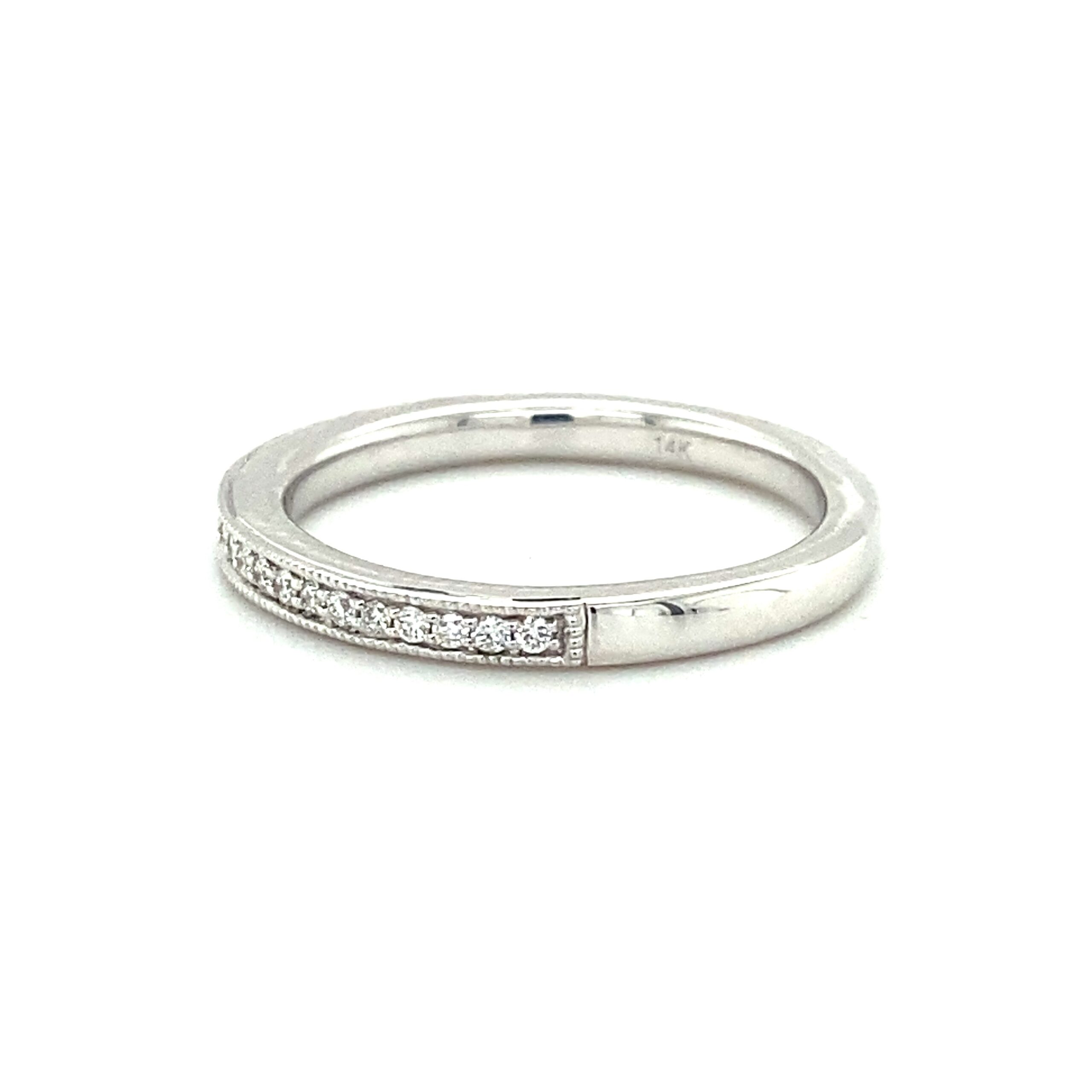 0.15ctw Diamond Milgrain Band in 14k White Gold