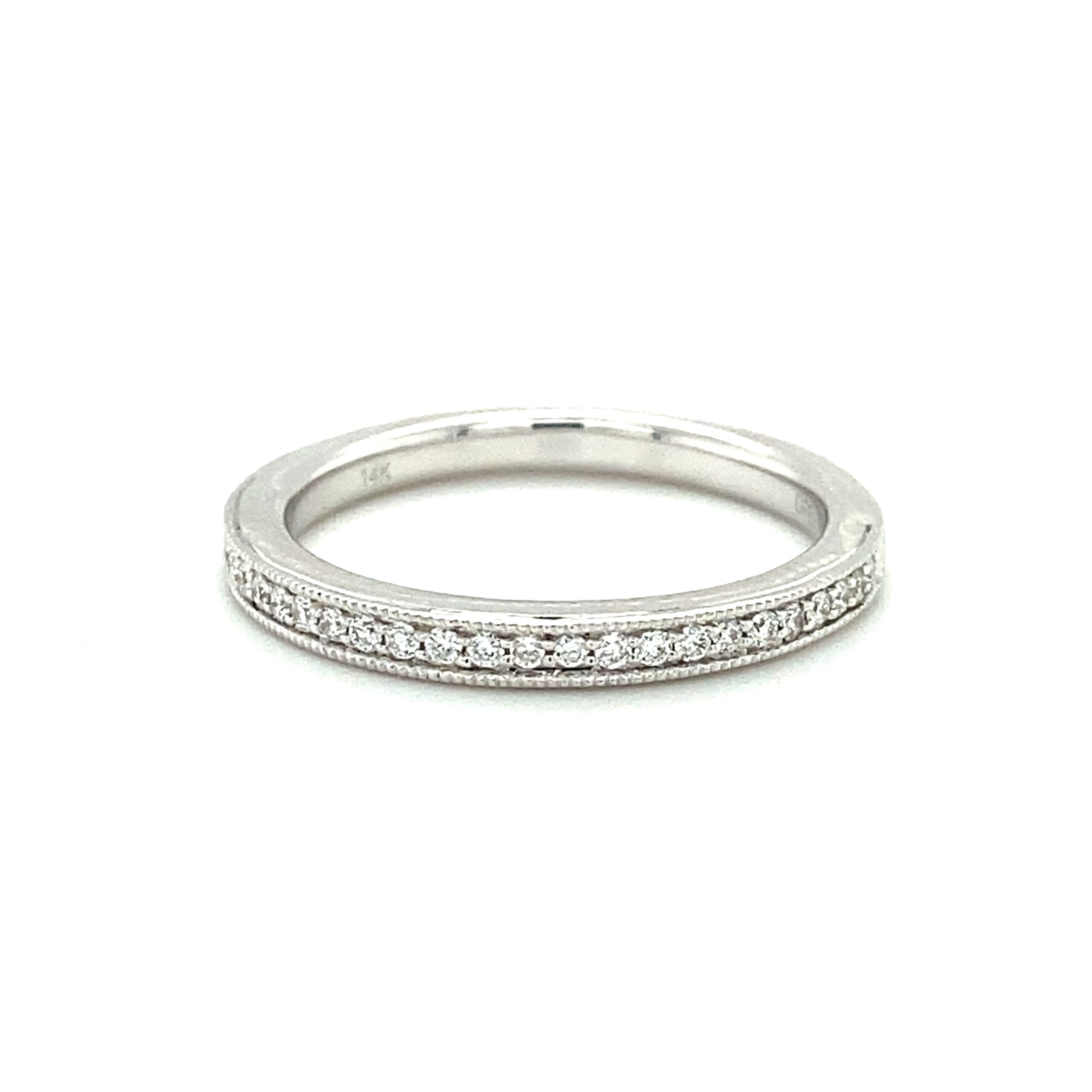 0.15ctw Diamond Milgrain Band in 14k White Gold