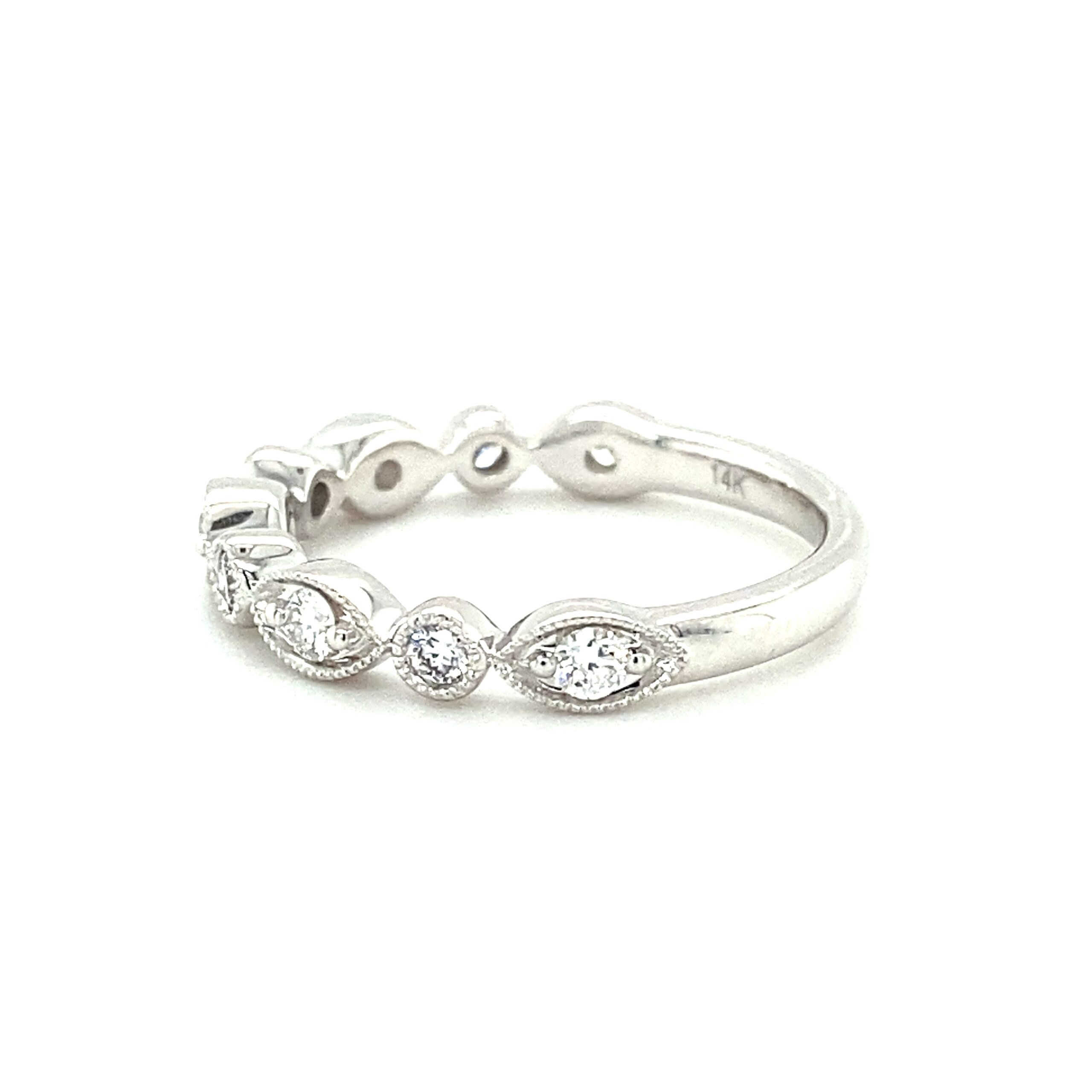0.25ctw Vintage-Inspired Diamond Band in 14k White Gold