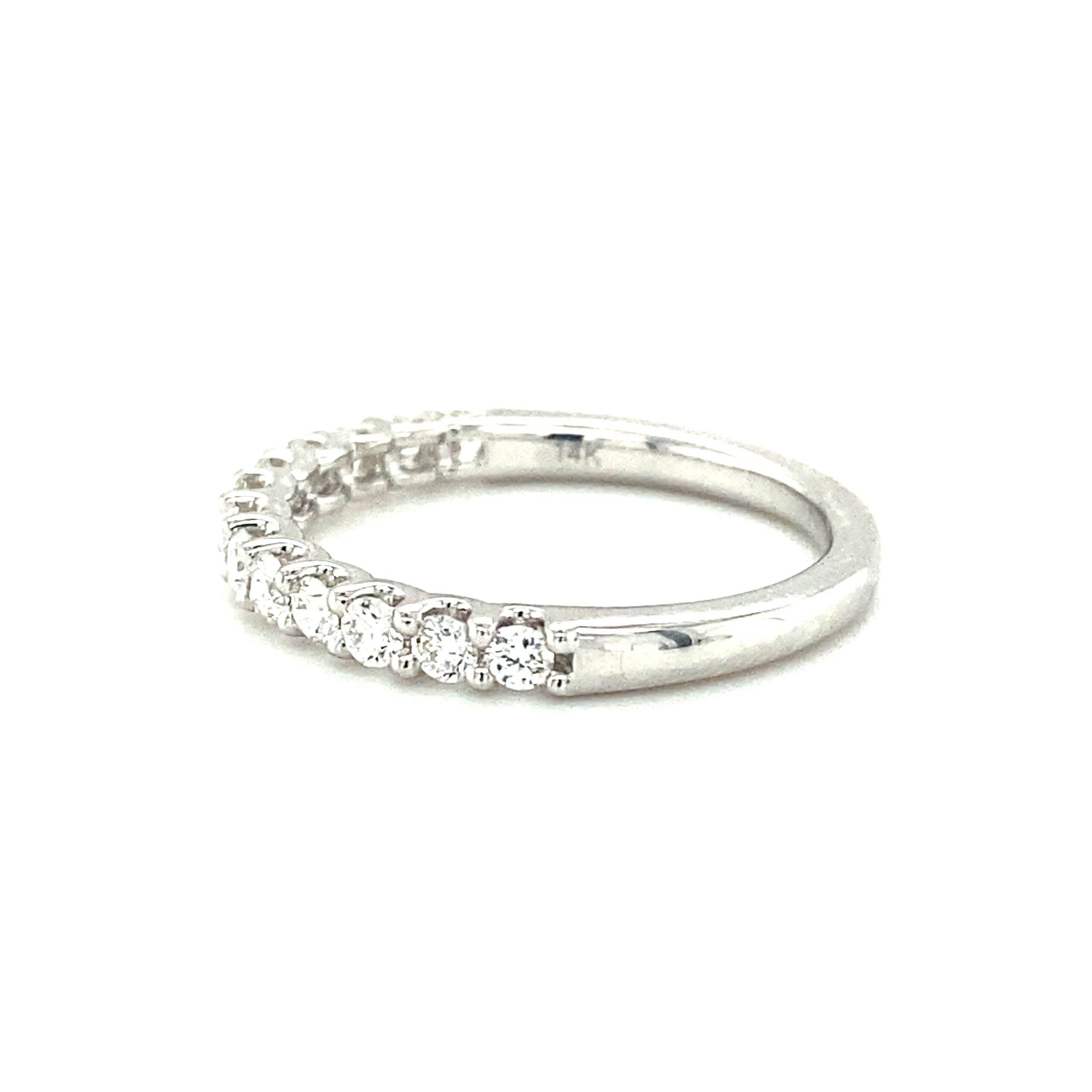 1/2 Carat Shared Prong Diamond Band in 14k White Gold
