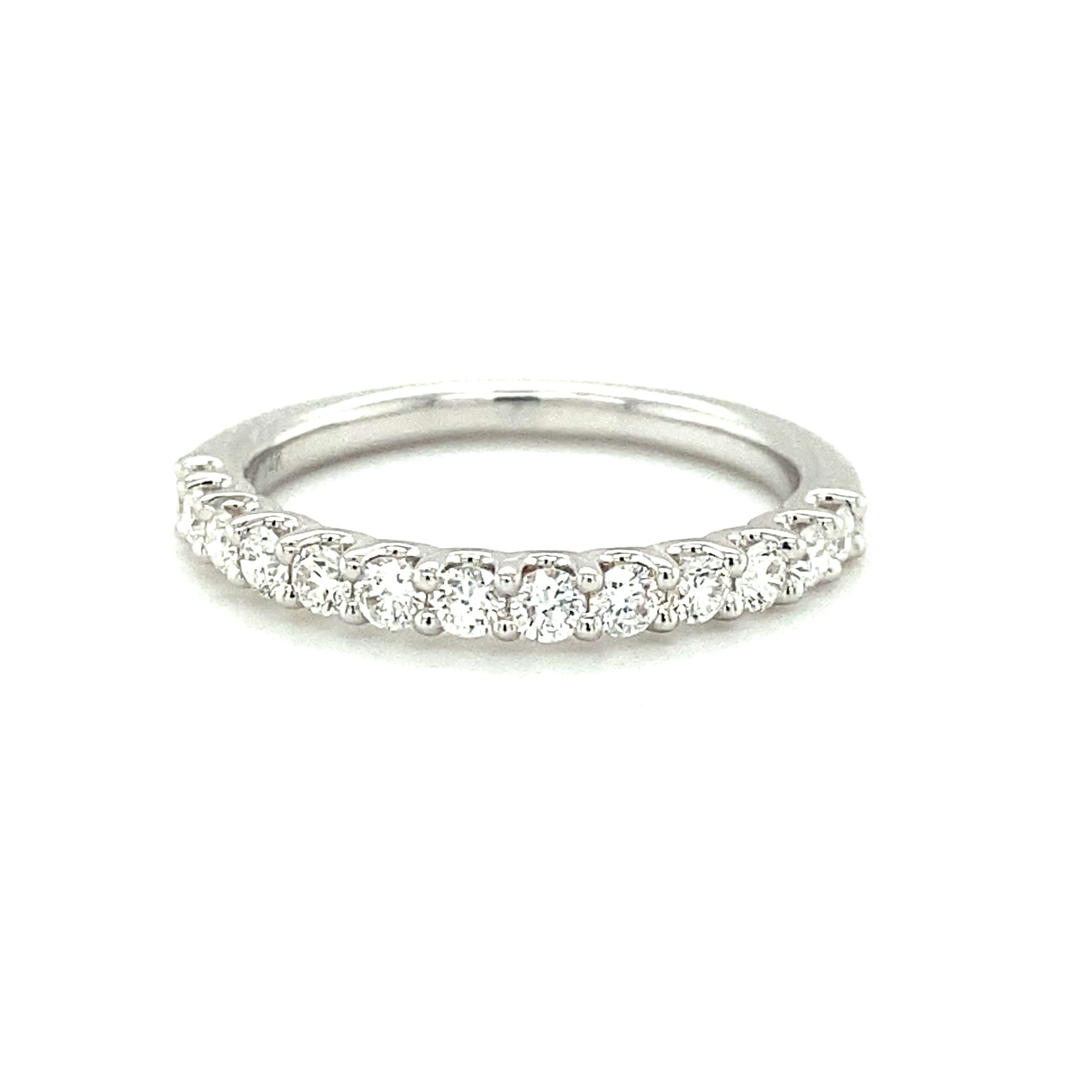 1/2 Carat Shared Prong Diamond Band in 14k White Gold