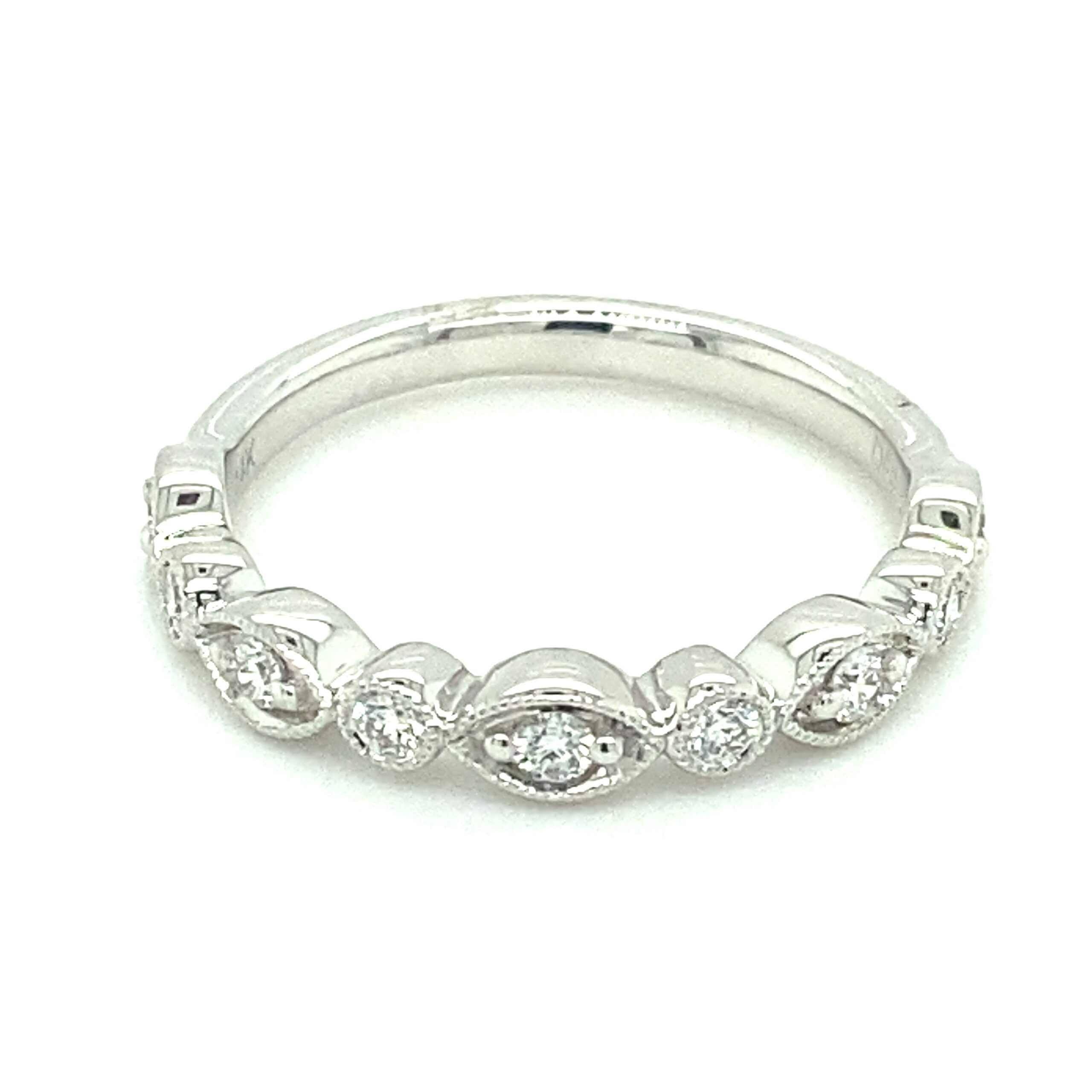 0.25ctw Vintage-Inspired Diamond Band in 14k White Gold