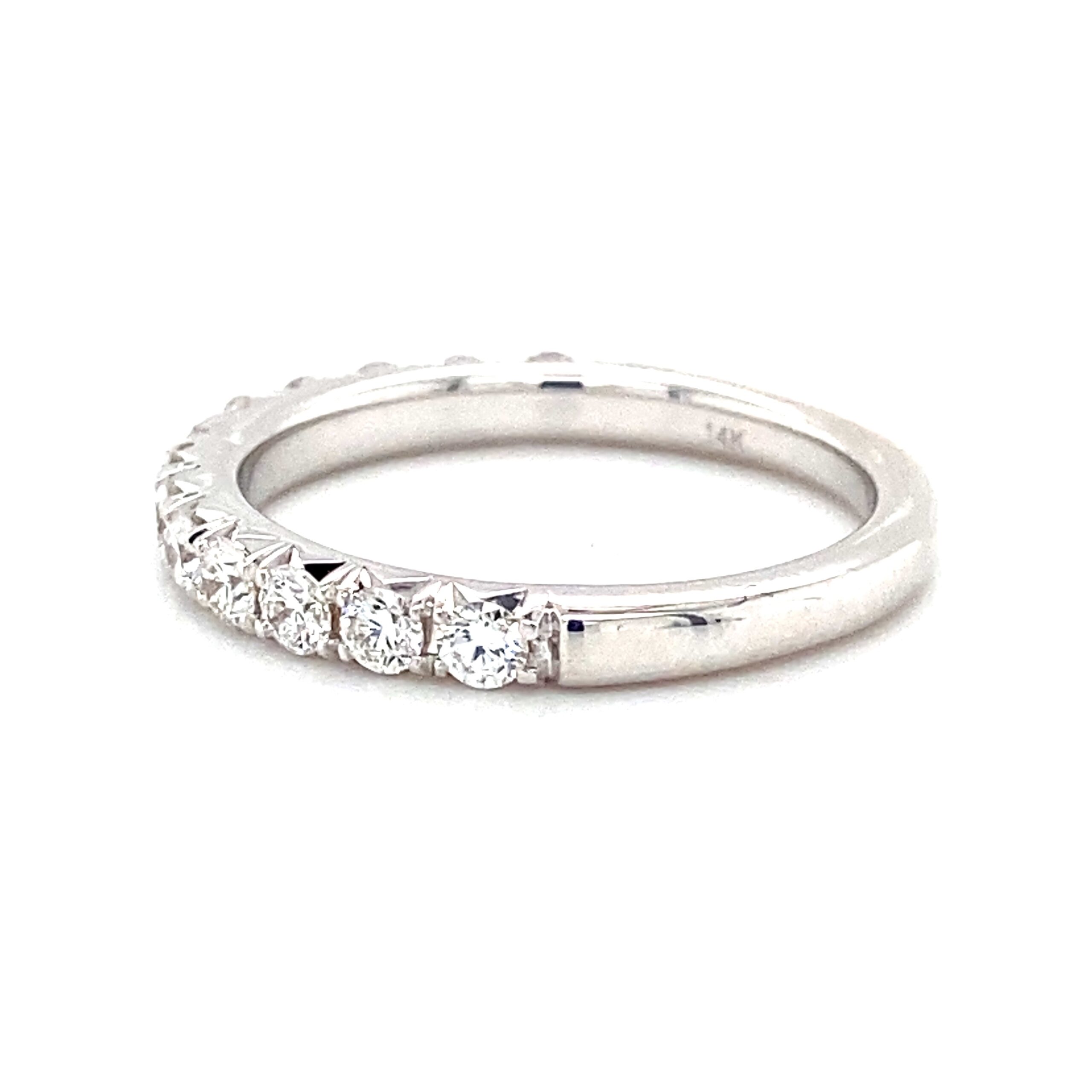 0.65ctw French Pave Diamond Band in 14k White Gold