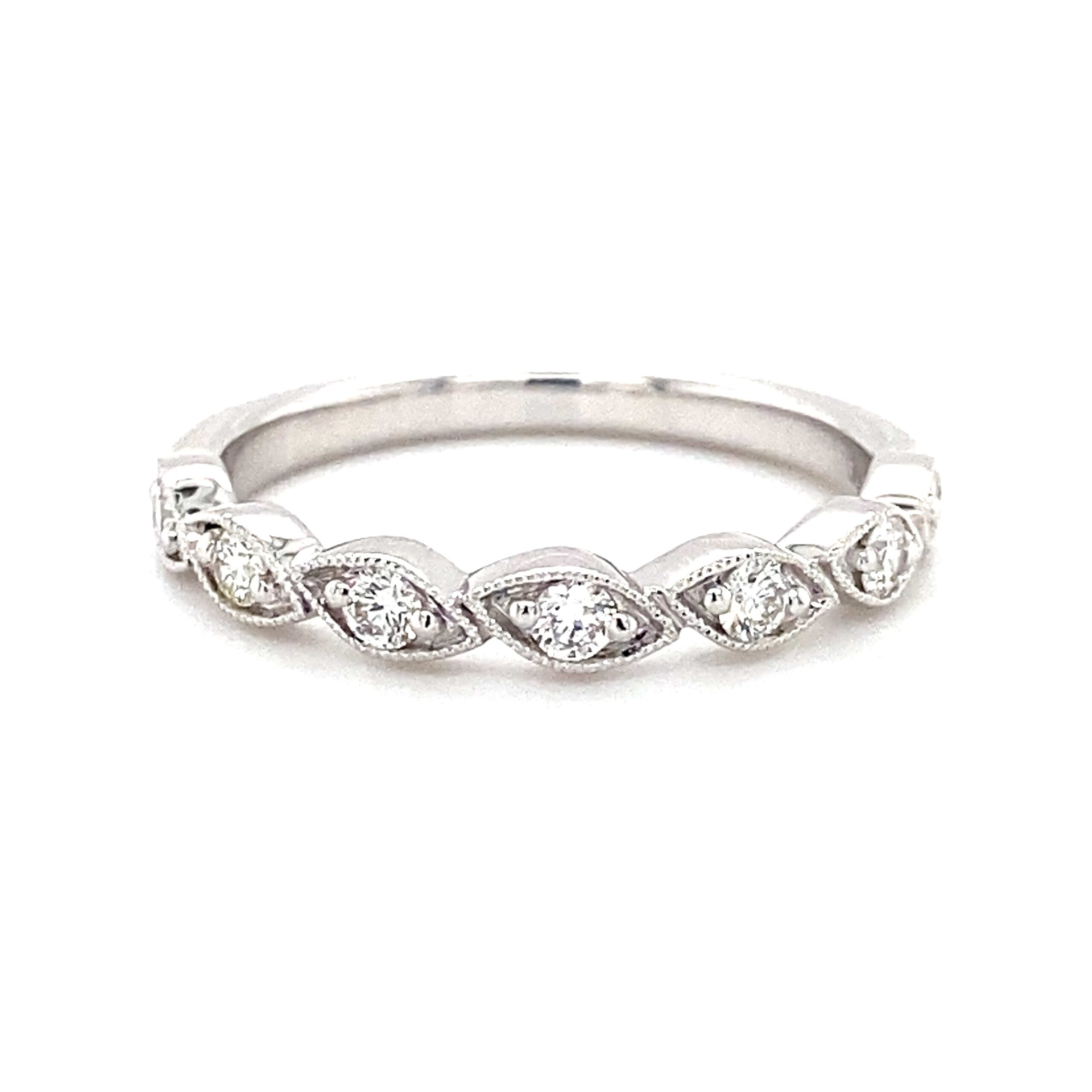 0.25ctw Diamond Marquise Leaf Band in 14k White Gold