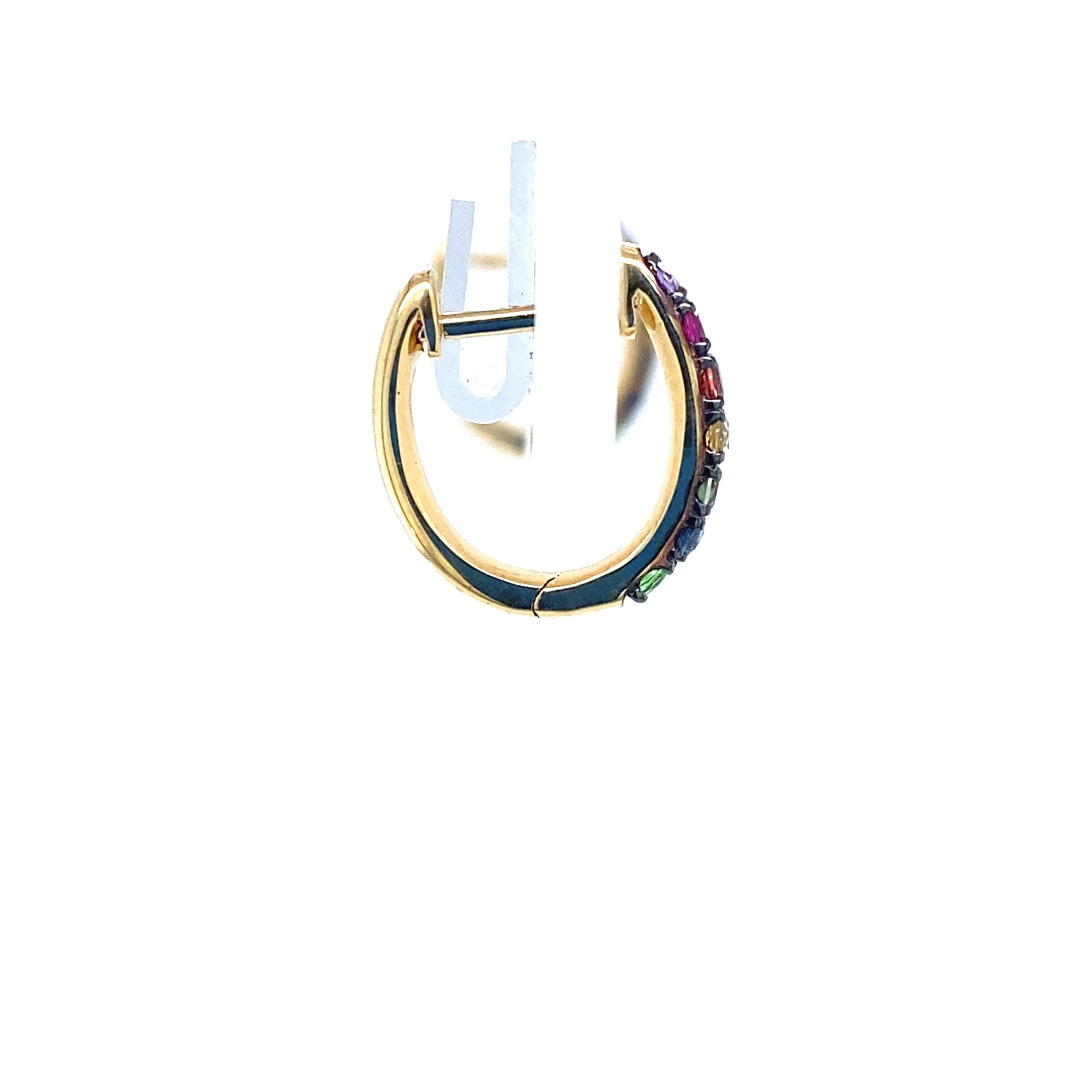 Multi-Color Sapphire Huggie Hoop Earrings in 14k Yellow Gold by Effy