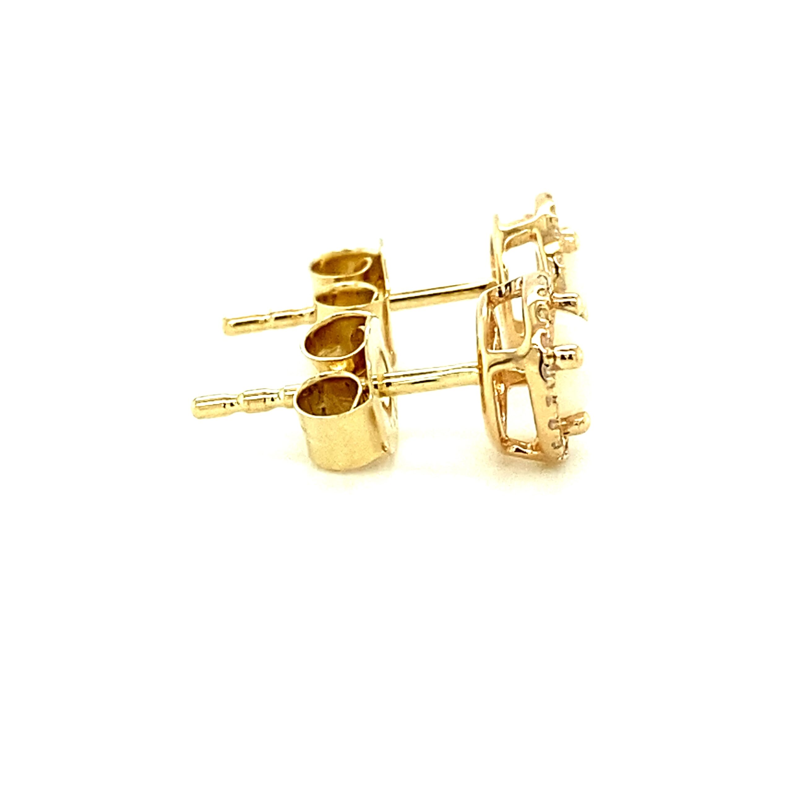 Opal and Diamond Halo Stud Earrings in 14k Yellow Gold by Lali