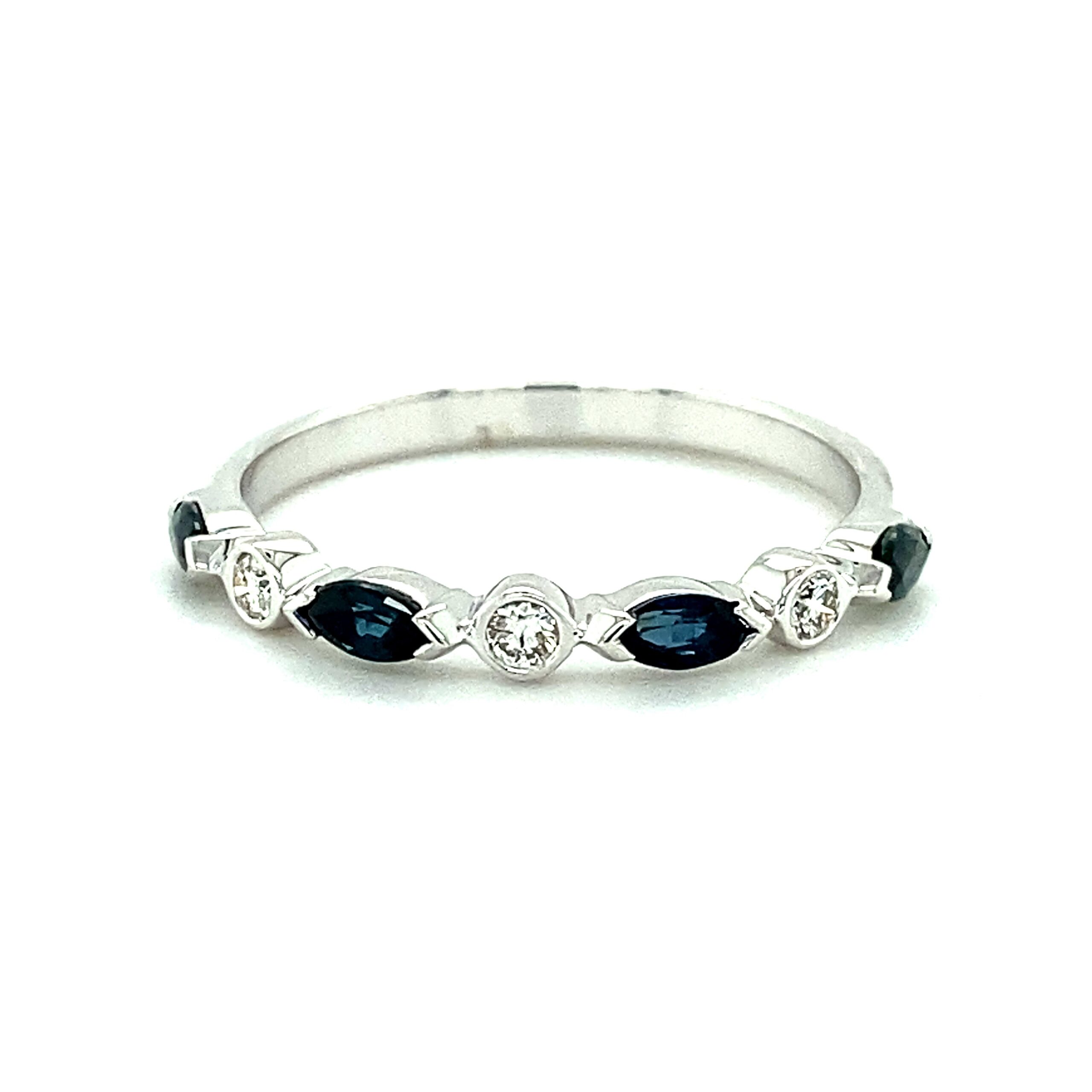 Gemstone and Diamond Stackable Band in 14k Gold by Lali - Sapphire