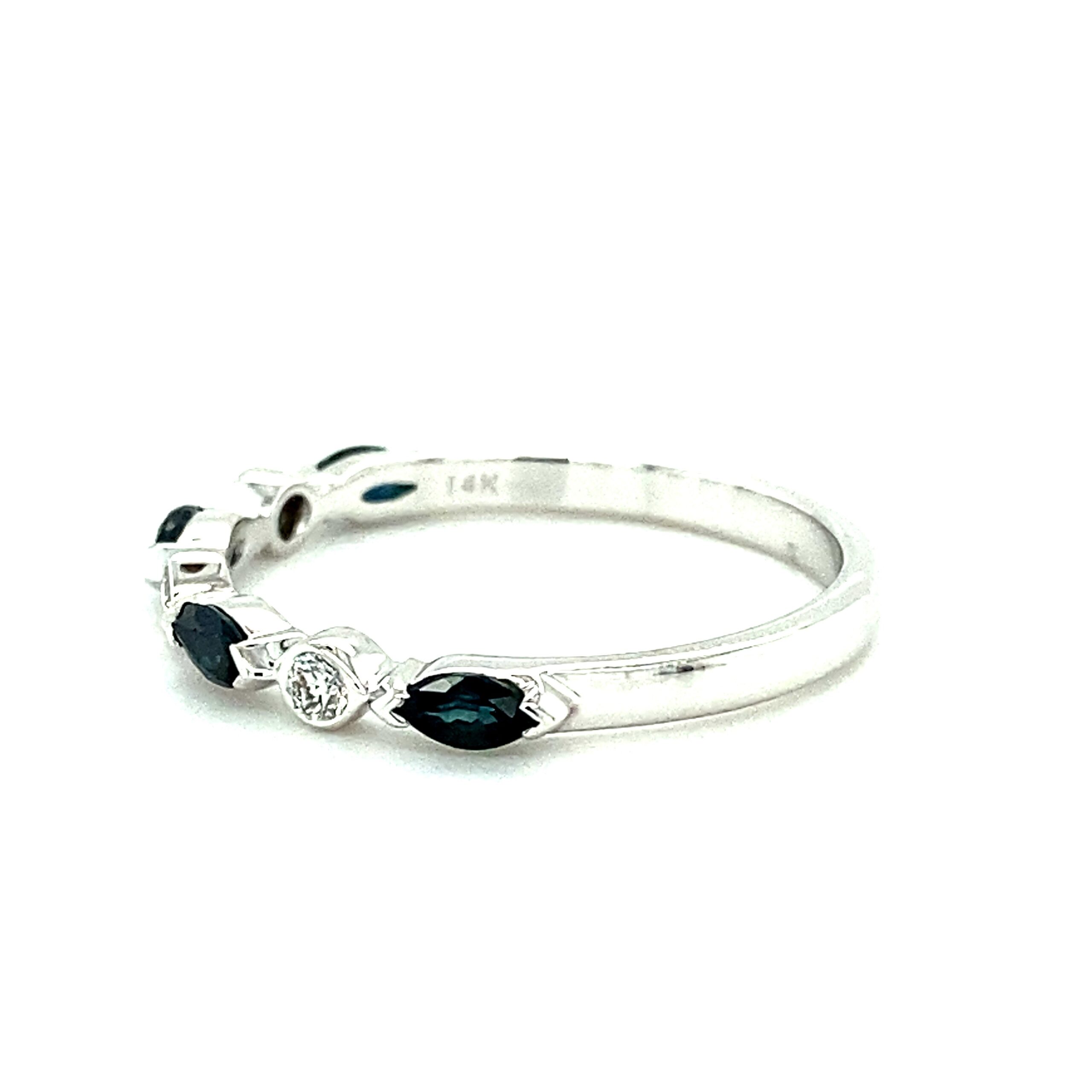 Gemstone and Diamond Stackable Band in 14k Gold by Lali - Sapphire