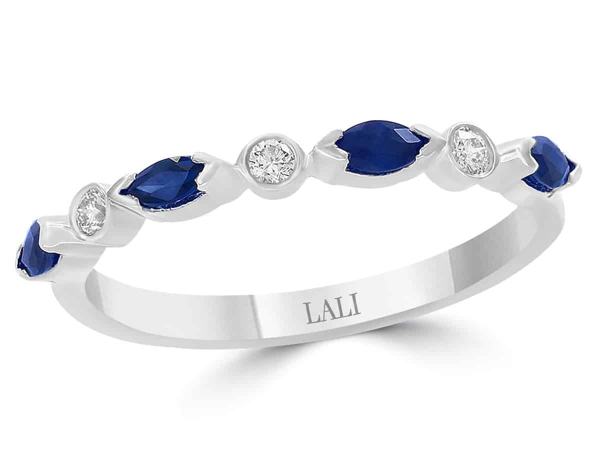 Gemstone and Diamond Stackable Band in 14k Gold by Lali - Sapphire