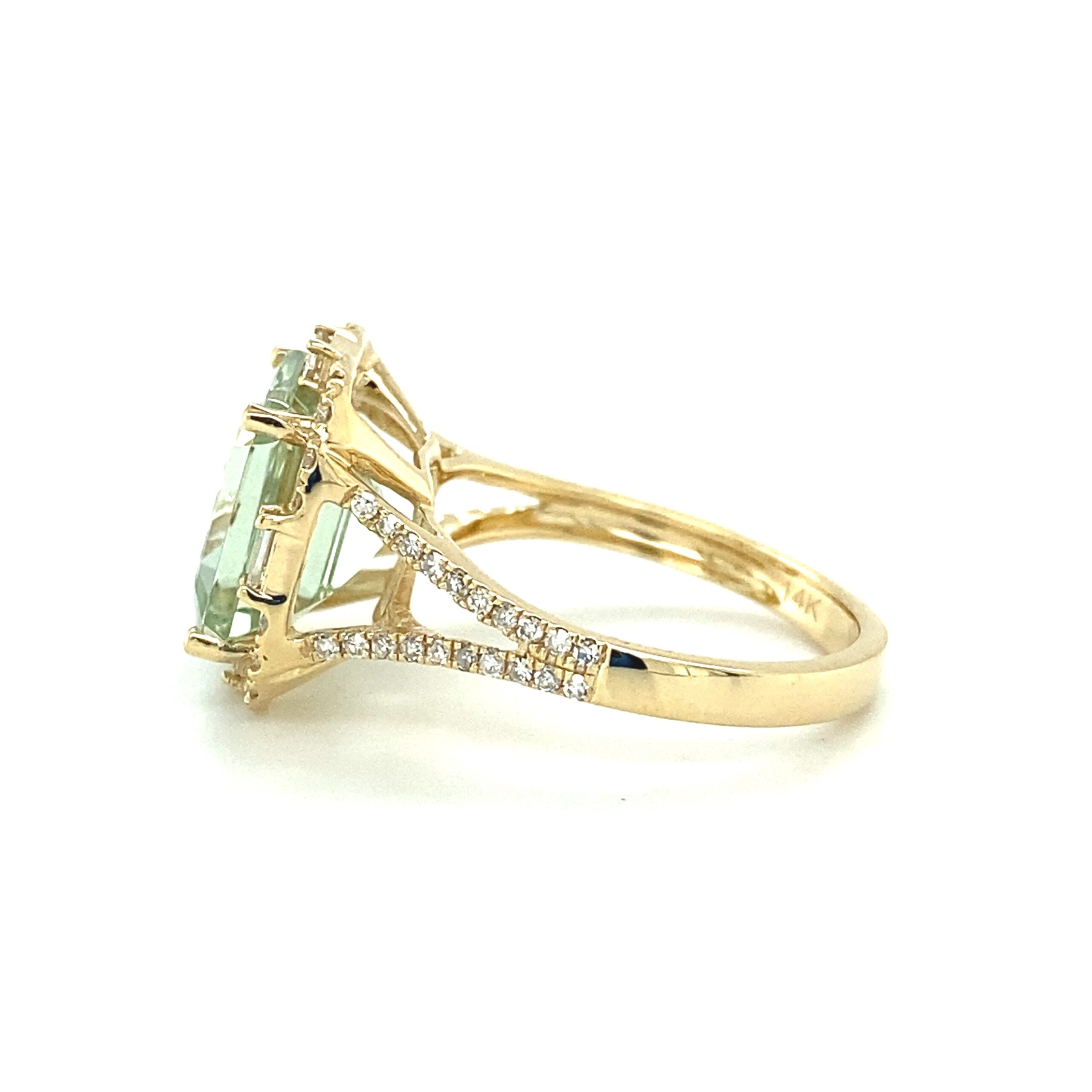 Prasiolite and Diamond Ring in 14k Yellow Gold by Effy