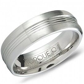 Cobalt Grooved Center Comfort Fit Band by Crown Ring