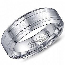 Cobalt Double Groove Comfort Fit Band by Crown Ring