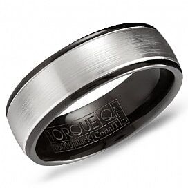 Black and White Cobalt Satin Finish Comfort Fit Band by Crown Ring