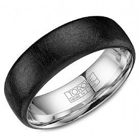 Black Cobalt Diamond Brush Finish Comfort Fit Band by Crown Ring