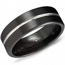 Black and White Cobalt Center Groove Comfort Fit Band by Crown Ring