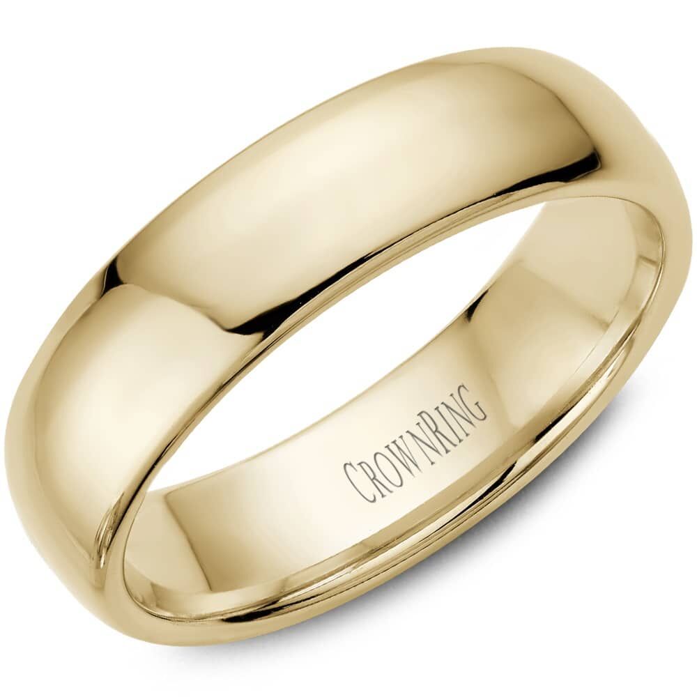 Polished Dome Band in 14k Yellow Gold by Crown Ring - 6mm