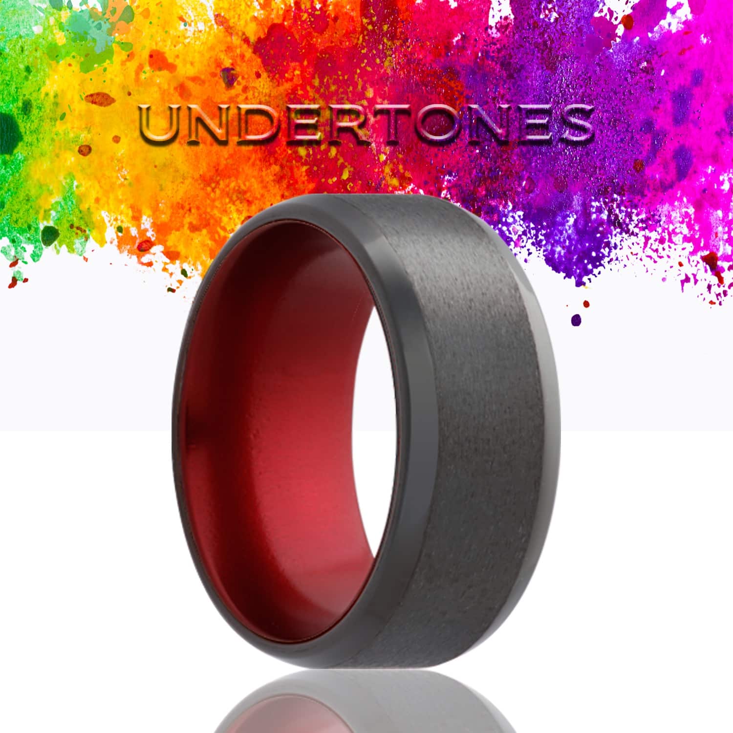 Black Zirconium Comfort Fit Band with Red Anodized Sleeve