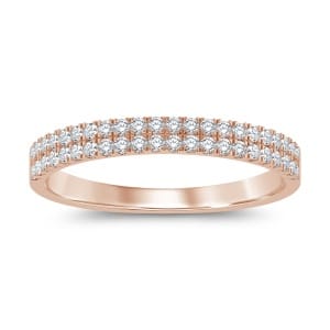 Double-Row Diamond Wedding Band in 14k Gold - rose gold