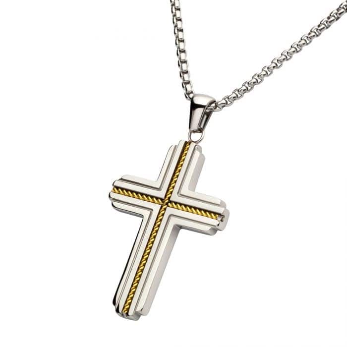 Two-Tone Cross Pendant Necklace