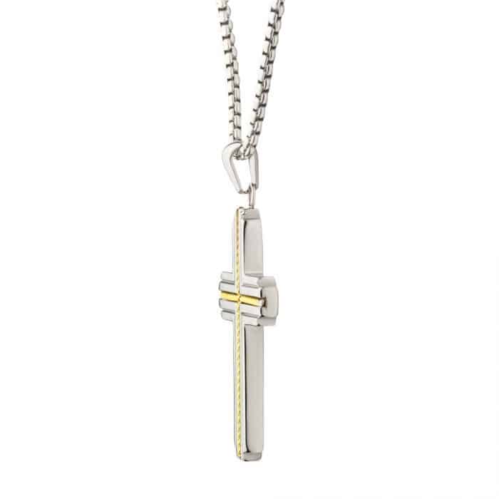Two-Tone Cross Pendant Necklace