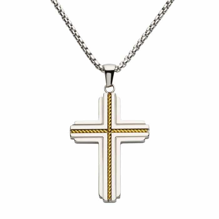 Two-Tone Cross Pendant Necklace