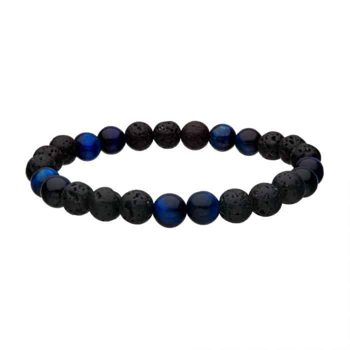 Blue Tiger's Eye and Lava Bead Bracelet