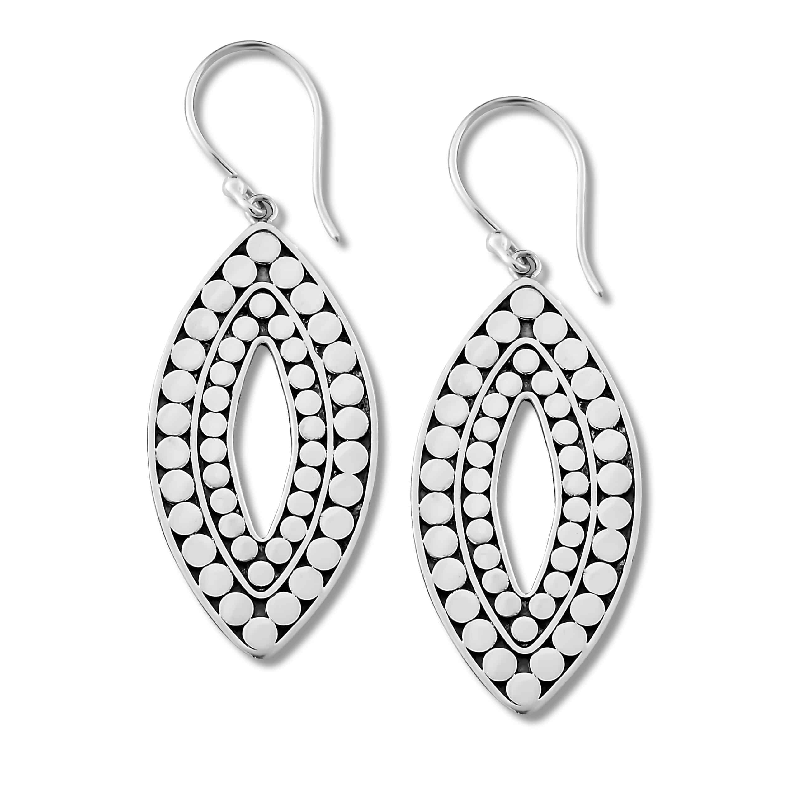 Endut Dot Marquise-Shaped Drops in Sterling Silver by Samuel B.