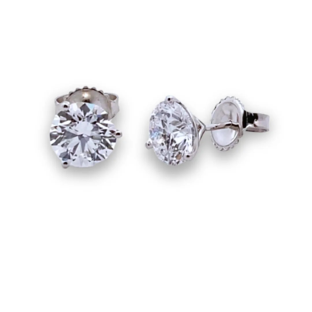 Lab-Grown Three-Prong Diamond Stud Earrings