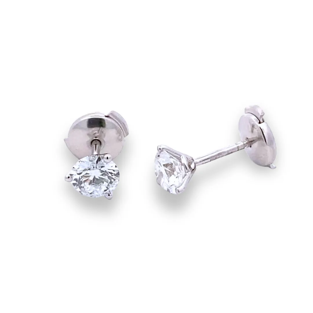 Lab-Grown Three-Prong Diamond Stud Earrings