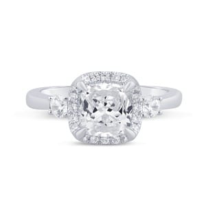 0.37ctw Diamond Cushion Halo Engagement Ring Mounting in 14k White Gold