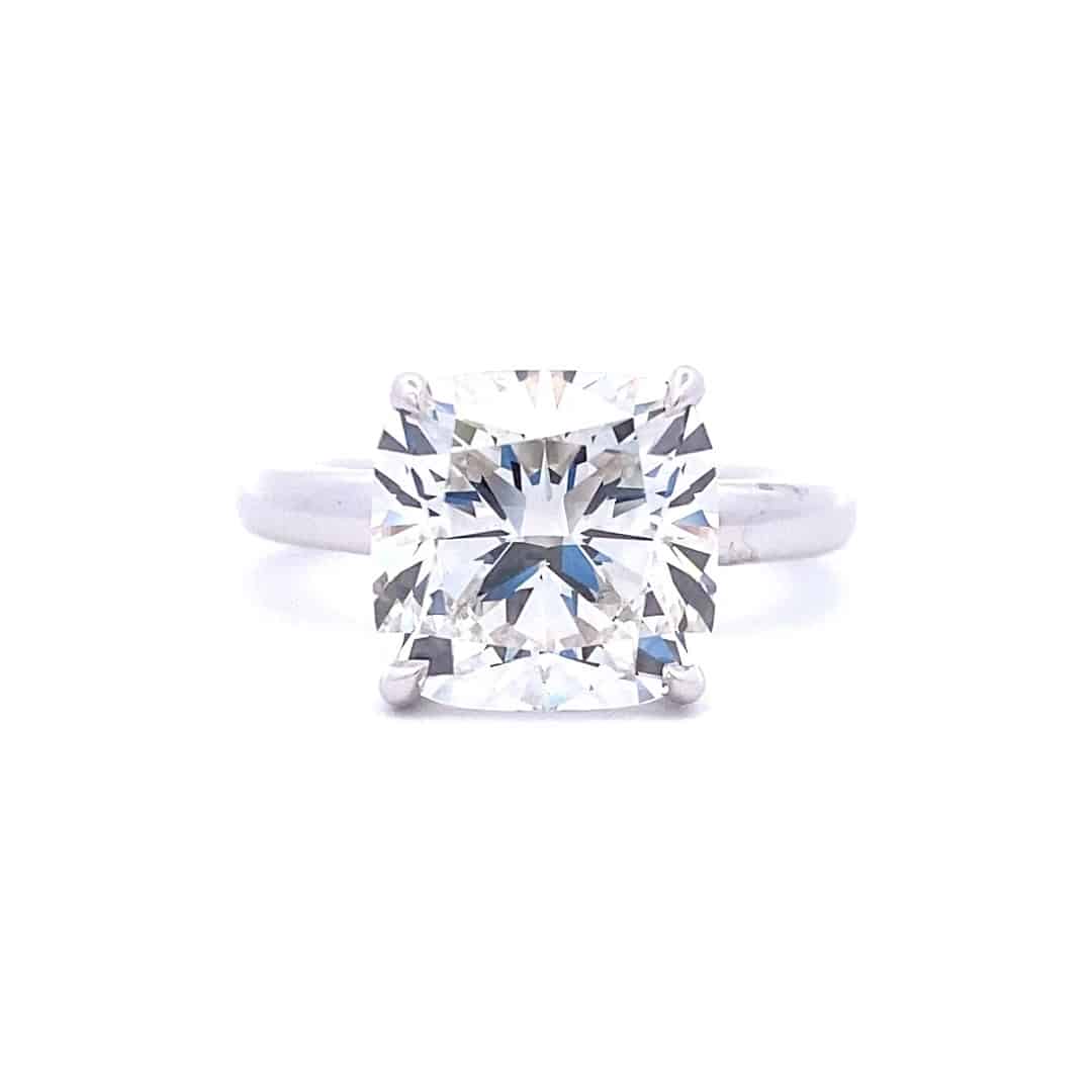 Lab-Grown Cushion Diamond Solitaire Engagement Ring in 14k White Gold