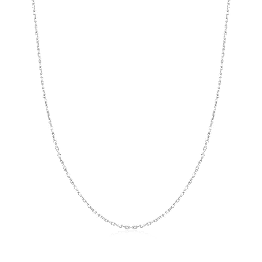 A sterling silver mini link chain necklace set against a white background. From the Pop Charms Collection by Ania Haie
