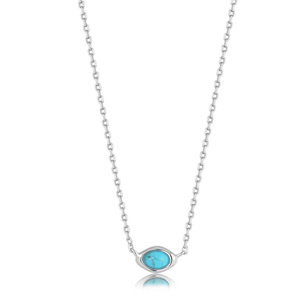 Synthetic Turquoise Wave Necklace by Ania Haie - silver tone