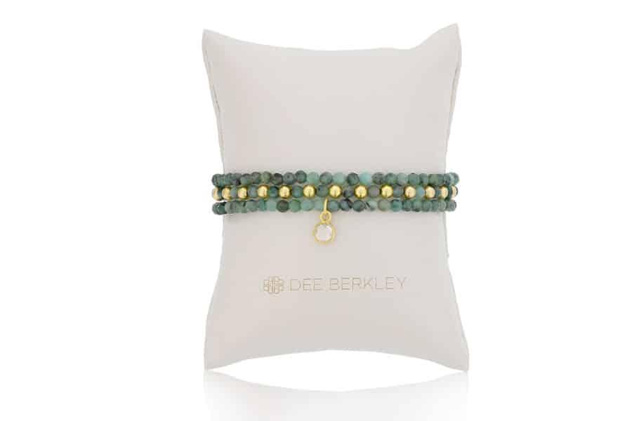 Gemstone Bead 3-Bracelet Set by Dee Berkley emerald