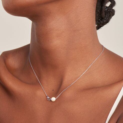 Pearl Link Chain Necklace by Ania Haie - silver tone