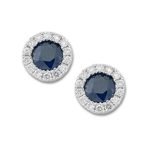 Gemstone and Diamond Halo Stud Earrings by Samuel B. sapphire