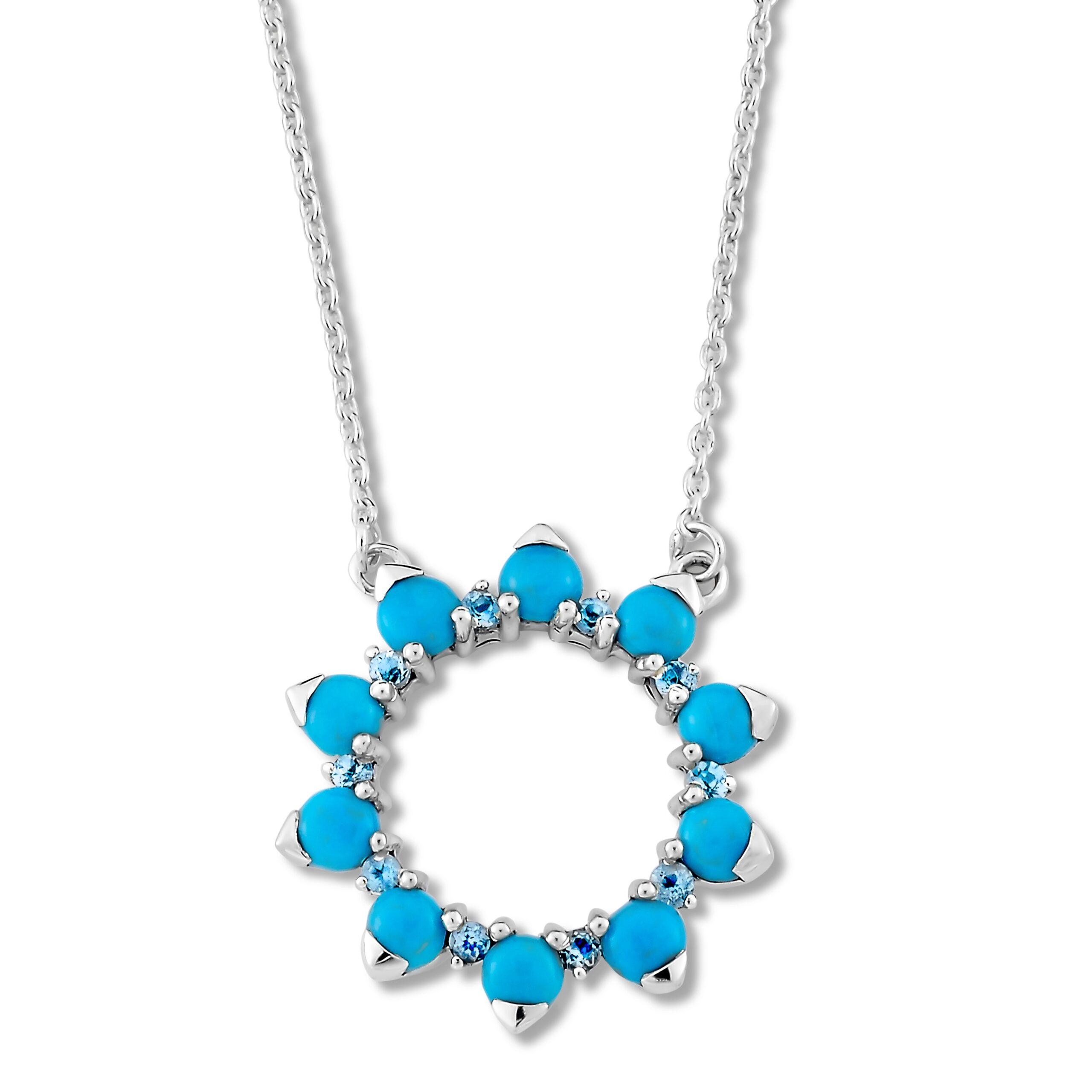 Sleeping Beauty Turquoise and Blue Topaz Lumut Necklace by Samuel B.